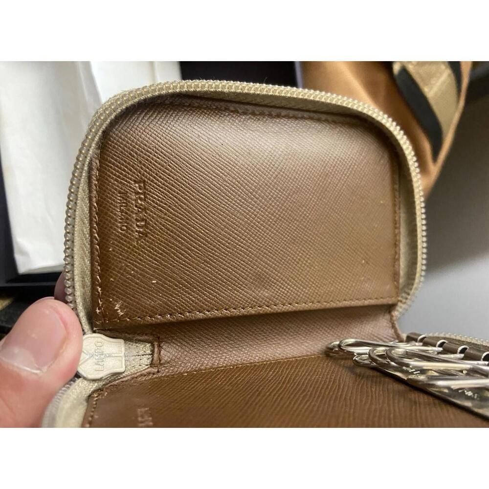 Prada Tessuto quilted nylon saffiano keychain case, card/box - Picture 9 of 13